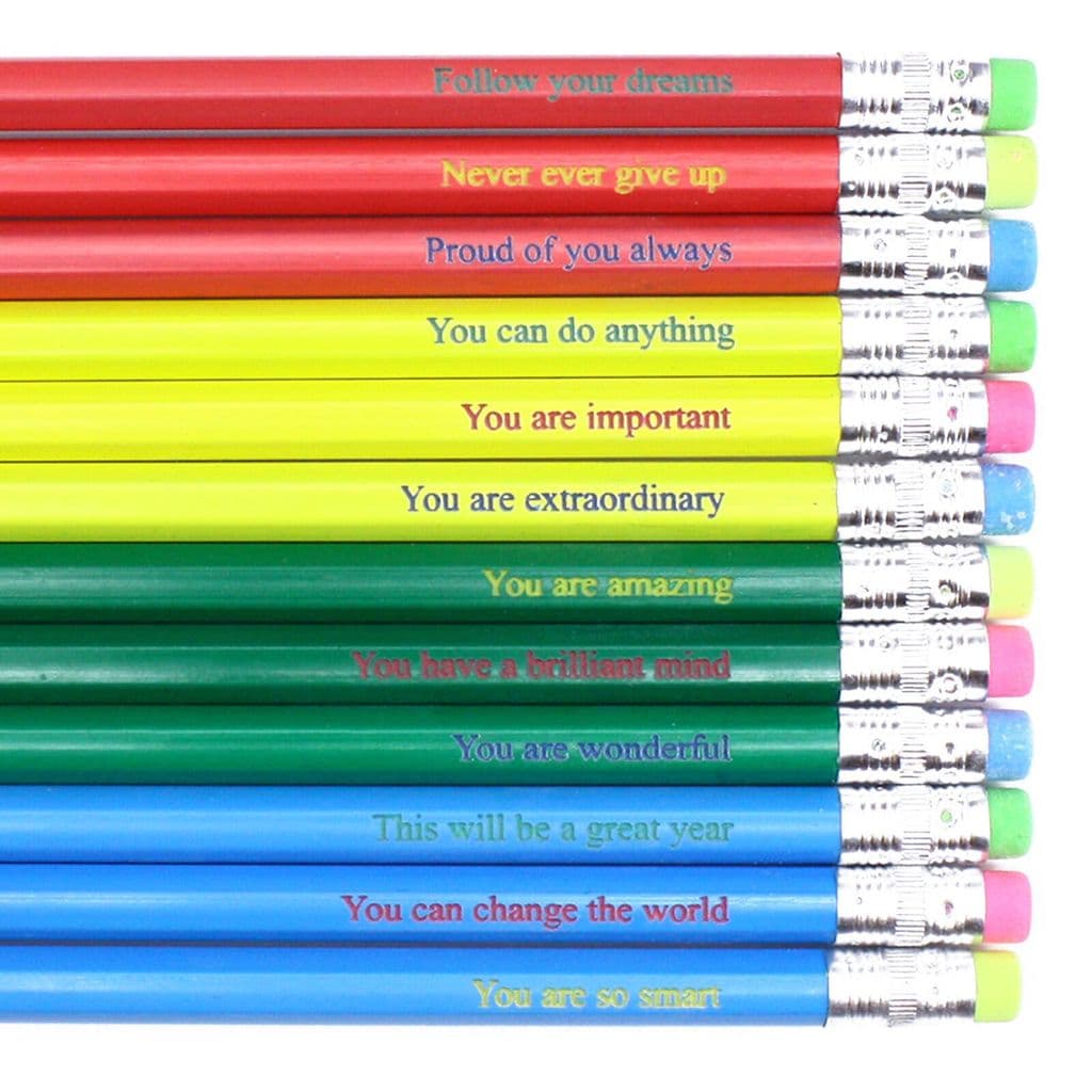 30 packs of 12 HB pencils Engraved with Inspirational Quotes children and adults